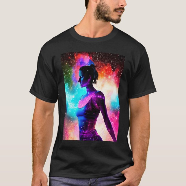 T-shirt Yoga Girl Female Sun Salutation Meditation Chakra  (Devant)