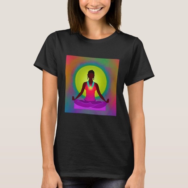 T-shirt Yoga Girl Femme Sun Salutation Méditation Chakra (Devant)