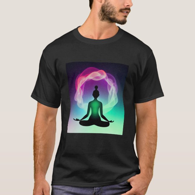 T-shirt Yoga Girl Femme Sun Salutation Méditation Chakra (Devant)