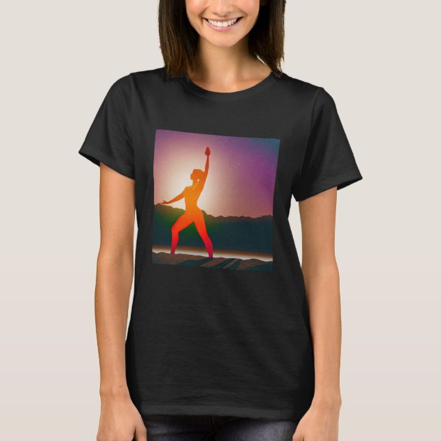 T-shirt Yoga Girl Femme Sun Salutation Méditation Chakra (Devant)