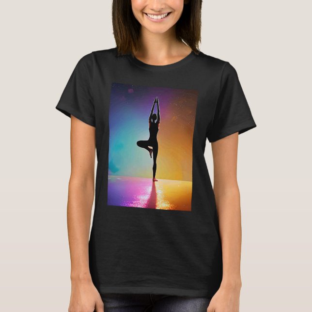 T-shirt Yoga Girl Femme Sun Salutation Méditation Chakra (Devant)