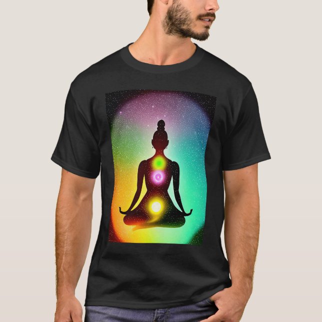 T-shirt Yoga Girl Femme Sun Salutation Méditation Chakra (Devant)