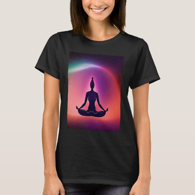 T-shirt Yoga Girl Femme Sun Salutation Méditation Chakra (Devant)