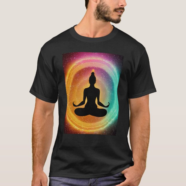 T-shirt Yoga Girl Femme Sun Salutation Méditation Chakra (Devant)