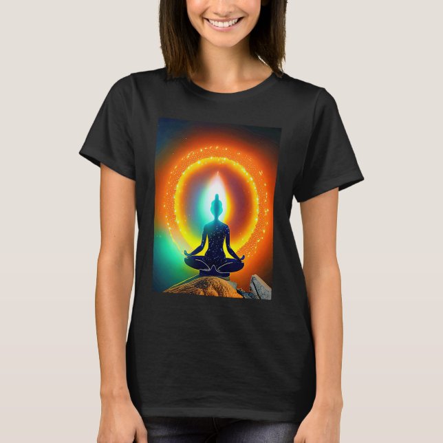 T-shirt Yoga Girl Femme Sun Salutation Méditation Chakra (Devant)