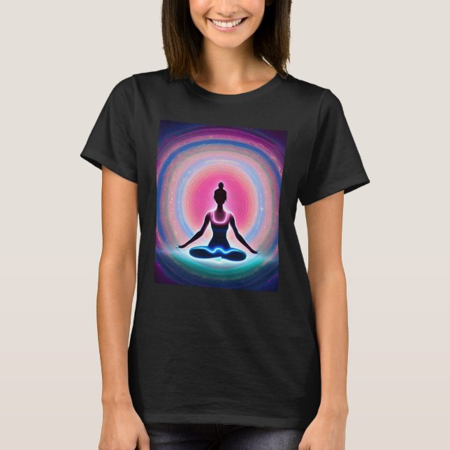 T-shirt Yoga Girl Femme Sun Salutation Méditation Chakra (Devant)