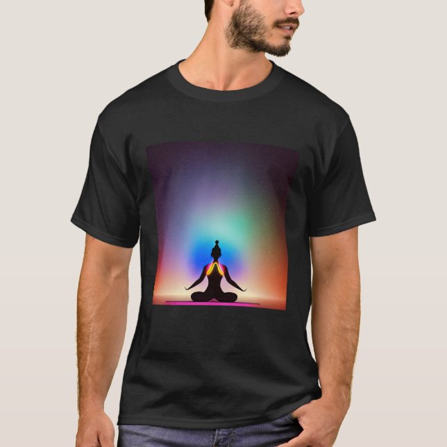 T-shirt Yoga Girl Femme Sun Salutation Méditation Chakra (Devant)