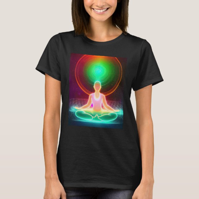 T-shirt Yoga Girl Femme Sun Salutation Méditation Chakra (Devant)
