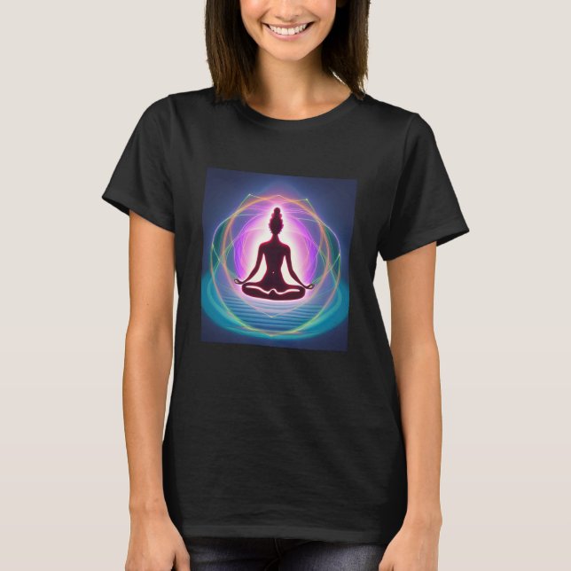 T-shirt Yoga Girl Femme Sun Salutation Méditation Chakra (Devant)