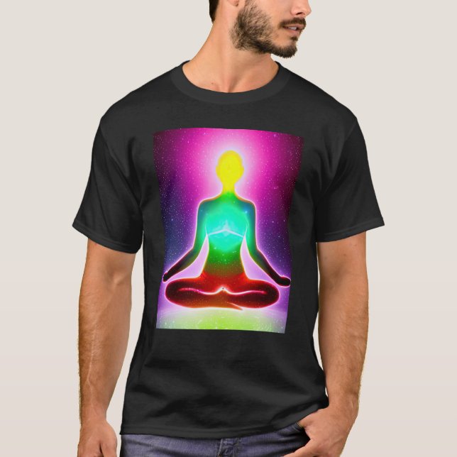 T-shirt Yoga Girl Femme Sun Salutation Méditation Chakra (Devant)