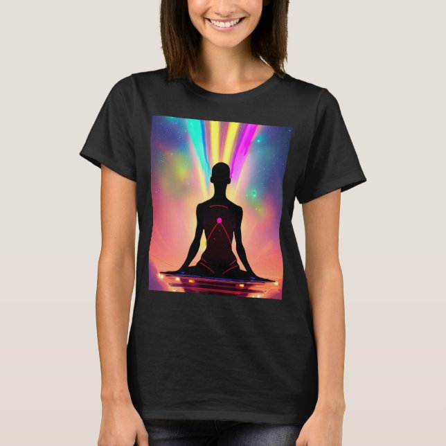 T-shirt Yoga Girl Femme Sun Salutation Méditation Chakra (Devant)