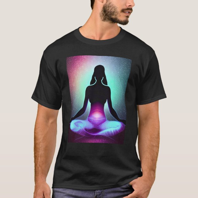 T-shirt Yoga Girl Femme Sun Salutation Méditation Chakra (Devant)