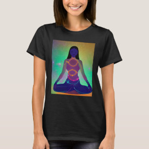 T-shirt Yoga Girl Femme Sun Salutation Méditation Chakra