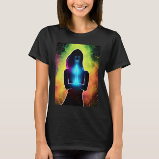 T-shirt Yoga Girl Femme Sun Salutation Méditation Chakra