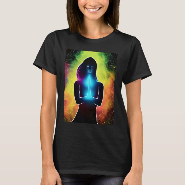 T-shirt Yoga Girl Femme Sun Salutation Méditation Chakra (Devant)