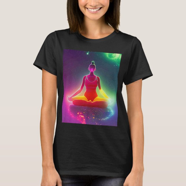 T-shirt Yoga Girl Femme Sun Salutation Méditation Chakra (Devant)