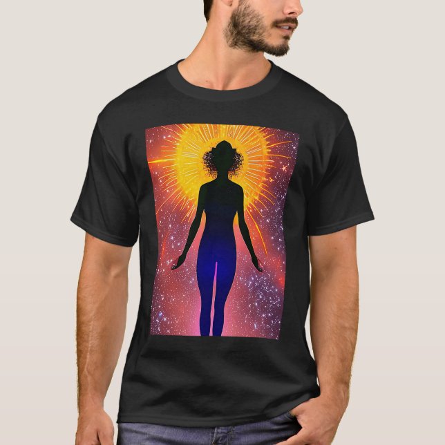 T-shirt Yoga Girl Femme Sun Salutation Méditation Chakra (Devant)