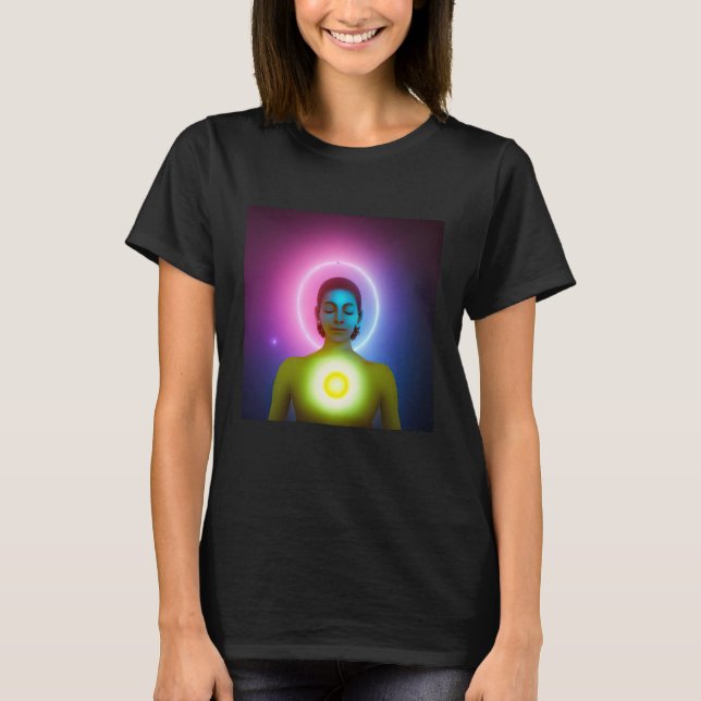 T-shirt Yoga Girl Femme Sun Salutation Méditation Chakra (Devant)