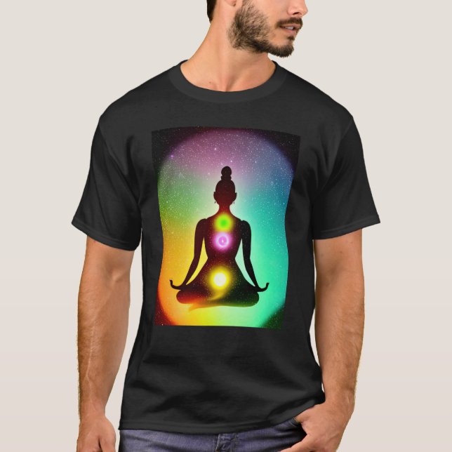 T-shirt Yoga Girl Femme Sun Salutation Méditation Chakra (Devant)