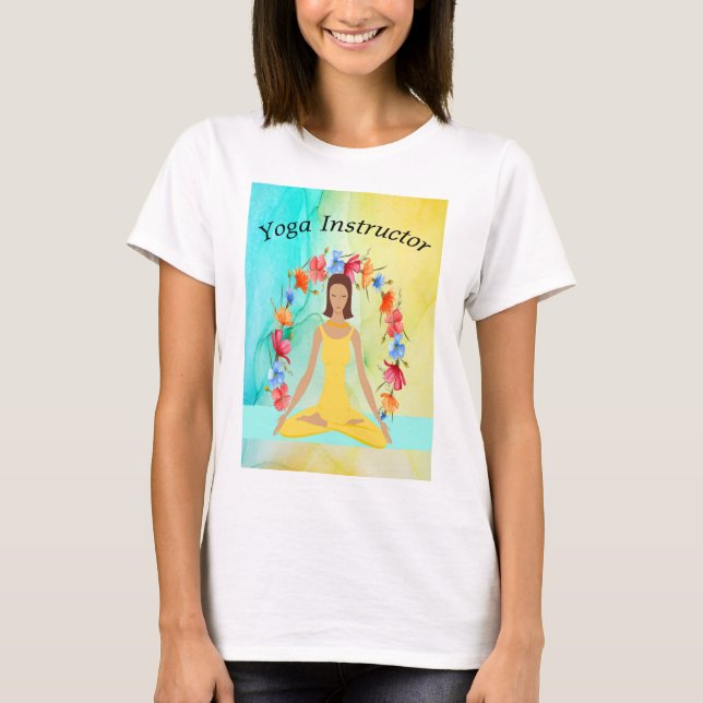T-shirt Yoga Instructeur Tee - shirt Design Jaune (Devant)