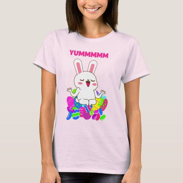 T-shirt Yoga lapin de Pâques méditez yum gelée haricots bo (Devant)