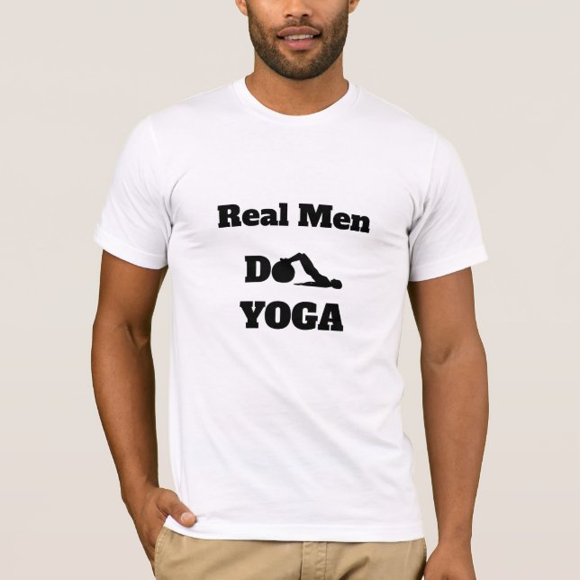 T-shirt *~* Yoga - Les vrais hommes font YOGA Blanc (Devant)