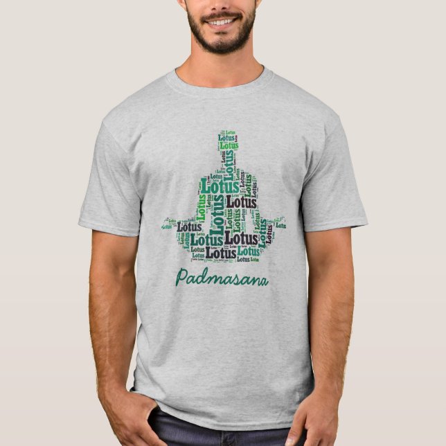 T-shirt Yoga Lotus Pose dans les tons bleu et Turquoise (Devant)