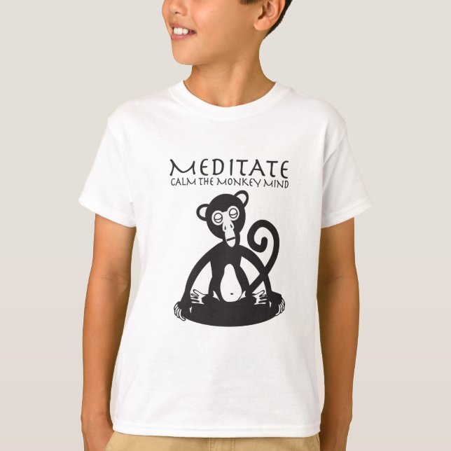 T-shirt Yoga méditant de singe (Devant)
