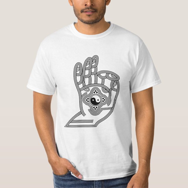 T-shirt Yoga Mudra avec Yin Yang et votre nom (Devant)