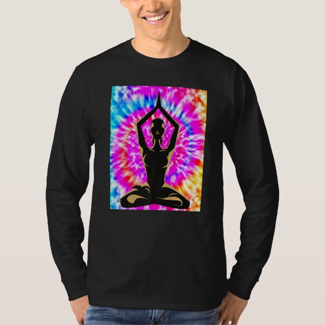 T-shirt Yoga Namaste Moon Tie Die Buddha Pose   (Devant)