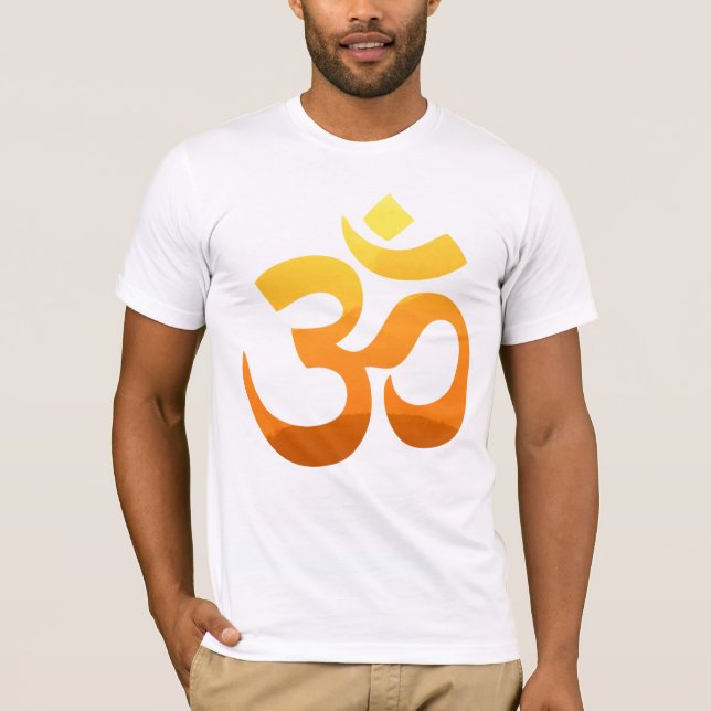 T-shirt Yoga Om Mantra Gold Sun Front Design Hommes Blanc (Devant)