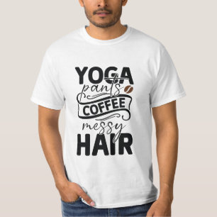 T-shirt Yoga pantalon café cheveux désordonné