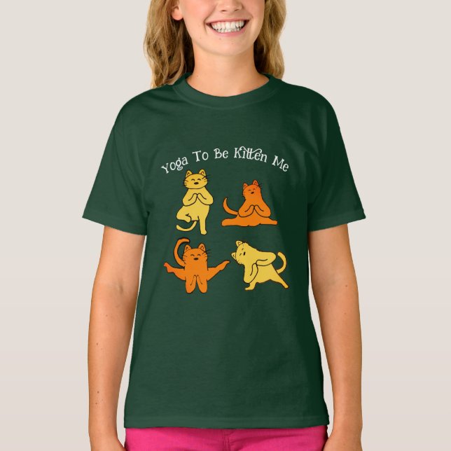 T-shirt Yoga Poses Cat Tee, Cool Yoga Humour Chat (Devant)