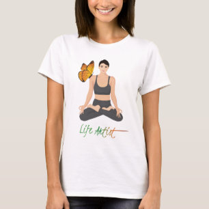 T-shirt Yoga Professionnel Artiste de Vie Slogan Papillon