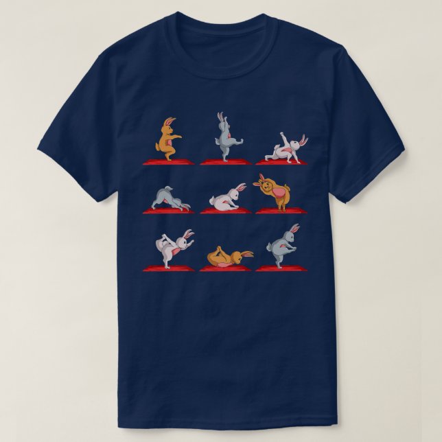 T-shirt Yoga Rabbit Figurines Bunny Yoga  (Design devant)