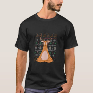 T-shirt Yoga Reindeer Vilain Noël Yoga Pose Noël Cerf F