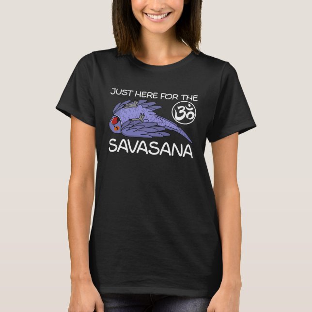 T-shirt Yoga Savasana Parrot Violet Indian Ringneck (Devant)