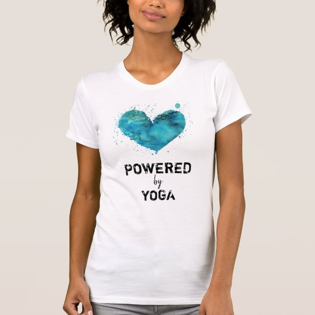 T-shirt *~* Yoga Turquoise Blue Watercolor Coeur (Devant)