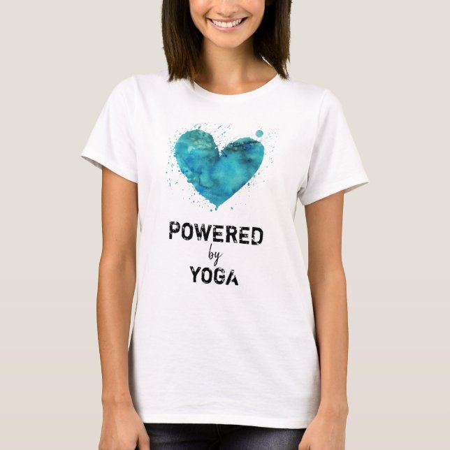 T-shirt *~* Yoga Turquoise Blue Watercolor Coeur (Devant)