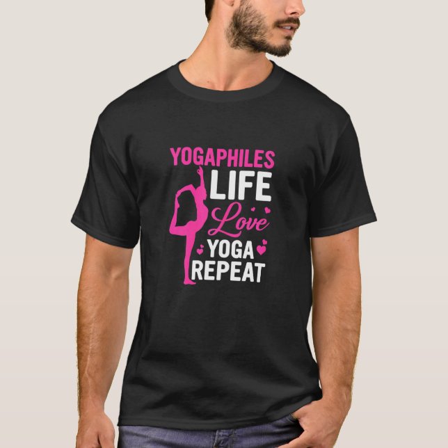 T-shirt Yogaphiles Vie Aimer Yoga Répéter Yoga (Devant)