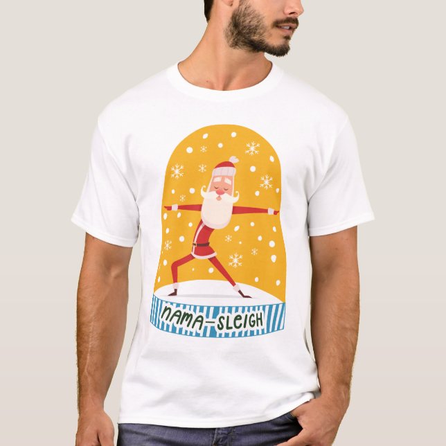 T-shirt  Yogi amusant Yoga Père Noël Nama Sleigh Globe De  (Devant)