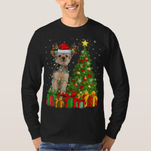 T-shirt Yorkie Chien Éclairage Xmas Arbre Santa Hat Yorkie
