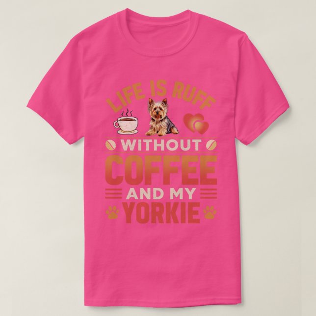 T-shirt Yorkie Chien Et Café (Design devant)