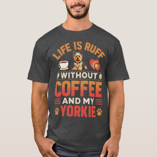 T-shirt Yorkie Chien Et Café