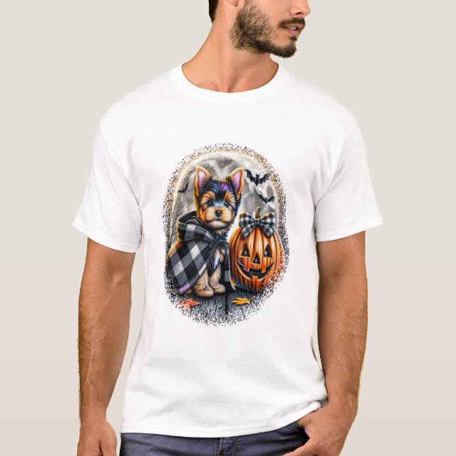 T-shirt Yorkie Chien Halloween (Devant)