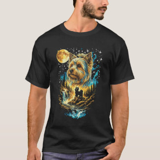 T-shirt Yorkie Chien Hurle à la Lune Vintage Drôle Yorki