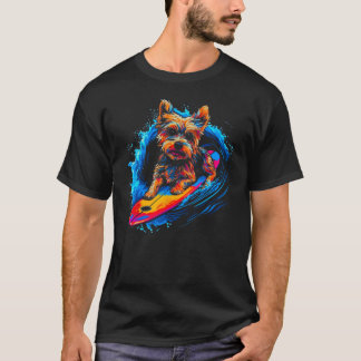 T-shirt Yorkie Chien Yorkshire Terrier Surf