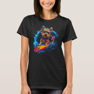 T-shirt Yorkie Chien Yorkshire Terrier Surf