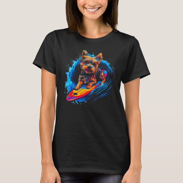 T-shirt Yorkie Chien Yorkshire Terrier Surf 1 (Devant)
