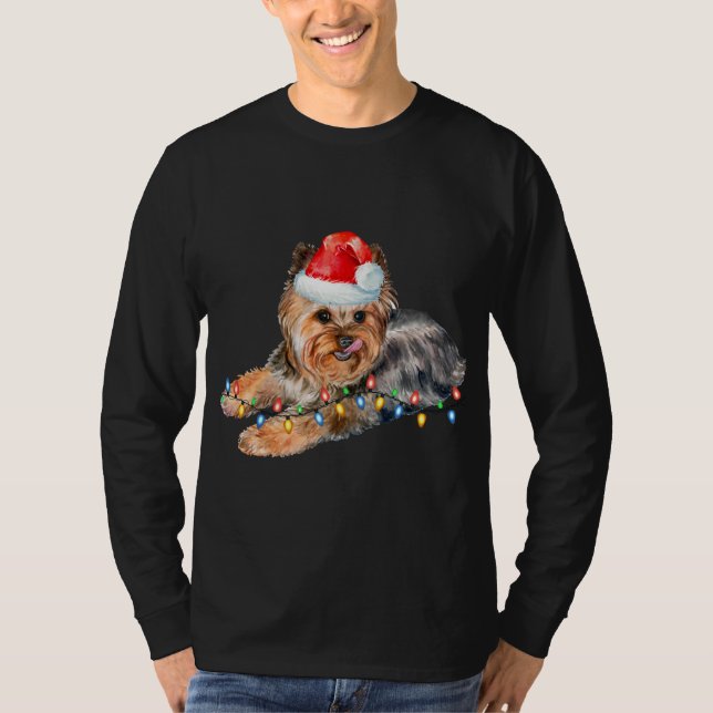 T-shirt Yorkie Christmas Light Chien Chien Chien Chien Chi (Devant)
